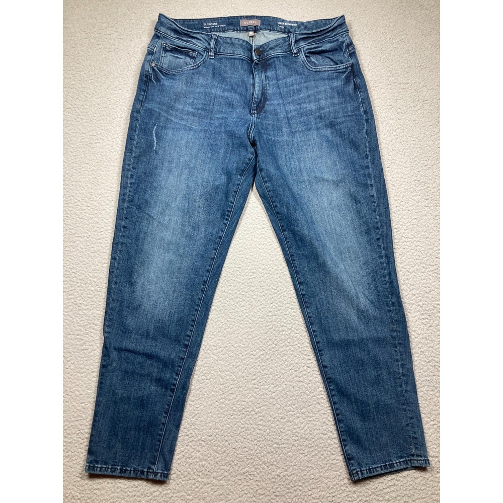 DL1961 Riley Boyfriend Jeans Womens 32 Blue Straight Leg DL Vintage HeiQ V-Block